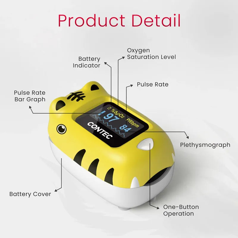 CONTEC CMS-50Q1 Fingertip Pulse Oximeter – SpO₂, Pulse Rate & PI Monitor Pulse Oximeter (Yellow)
