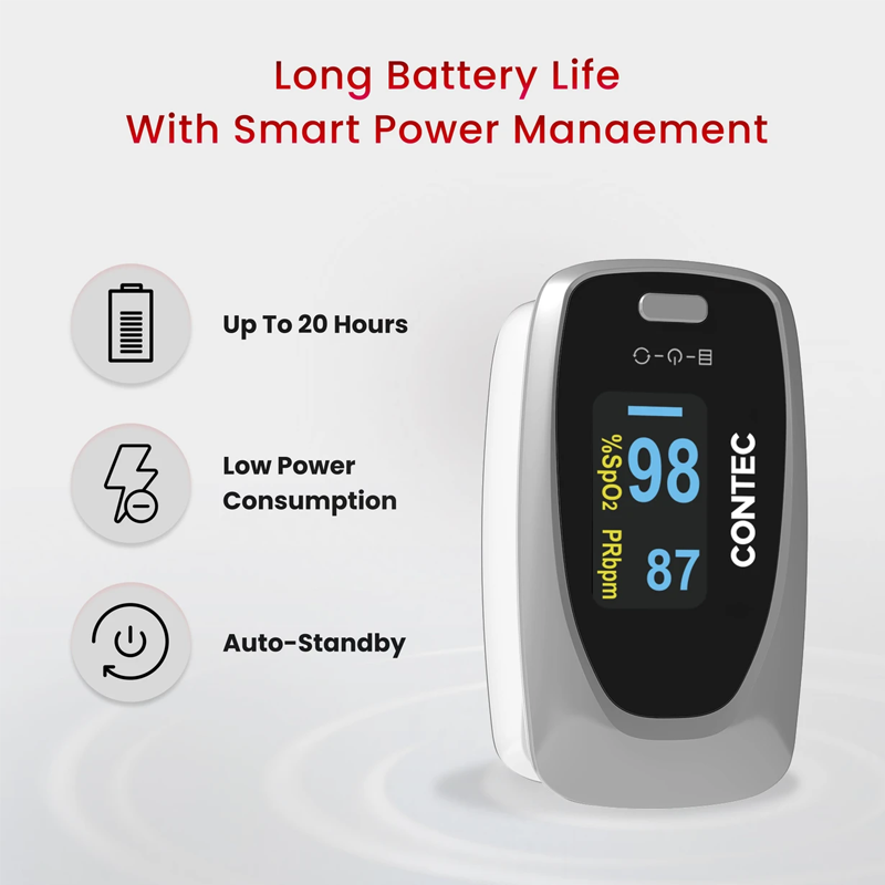 CONTEC CMS-50D1 Fingertip Pulse Oximeter – SpO₂, Pulse Rate & PI Monitor Pulse Oximeter (Grey)