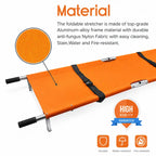 Nylon Foldable Stretcher For Emergency Hospital Use | Waterproof Stretcher With Safety Belt | Transport Stretcher With Wheels - Made In India,Standard,Orange