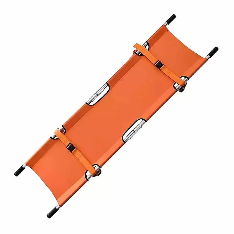Nylon Foldable Stretcher For Emergency Hospital Use | Waterproof Stretcher With Safety Belt | Transport Stretcher With Wheels - Made In India,Standard,Orange